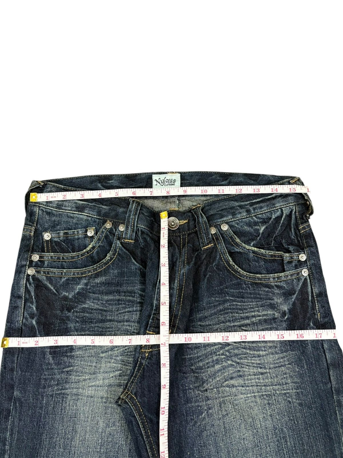 Japanese Brand Vintage Nylaus Faded Wash Multi Pocket Loose Baggy Jeans Size US 31 - 10 Thumbnail