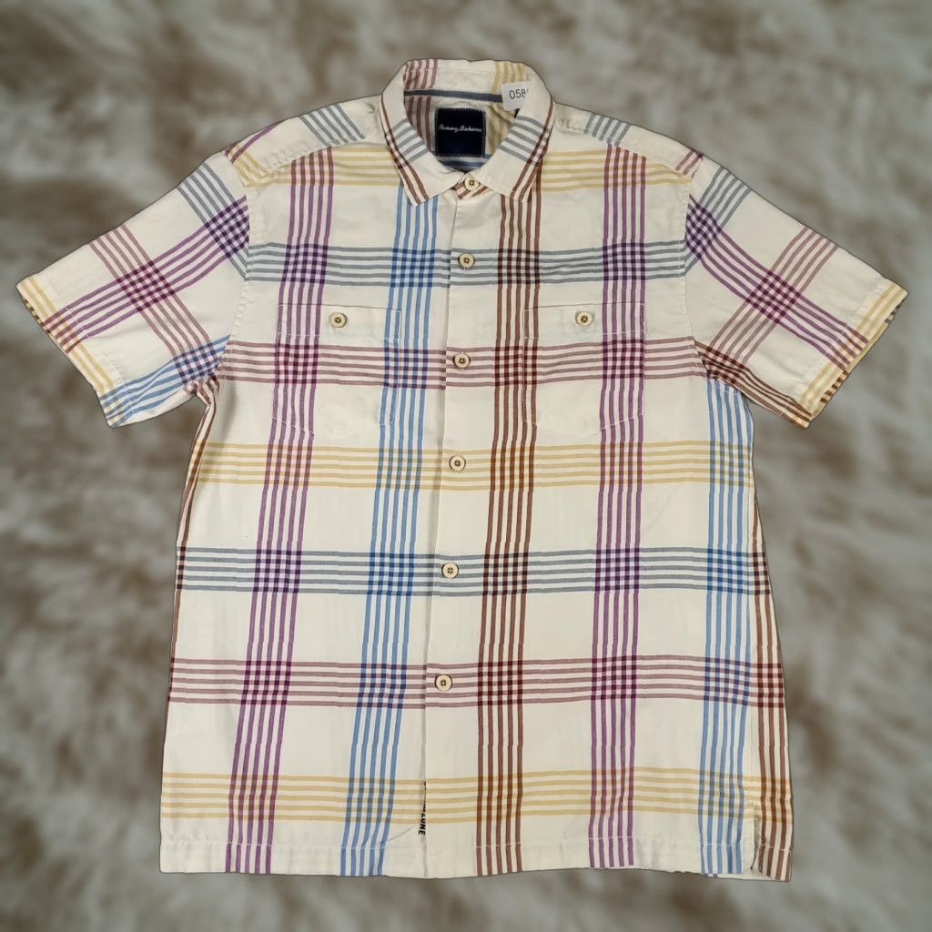 Tommy Bahama Tommy Bahama Shirt Mens XL Blue Red Plaid Silk Button-Up Short Sleeve Shirt Size US XL / EU 56 / 4 - 1 Thumbnail