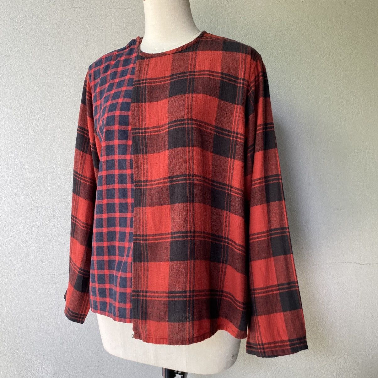 Zucca Zucca Red and Black Patchwork Plaid Long Sleeve Shirt Size M / US 6-8 / IT 42-44 - 10 Thumbnail