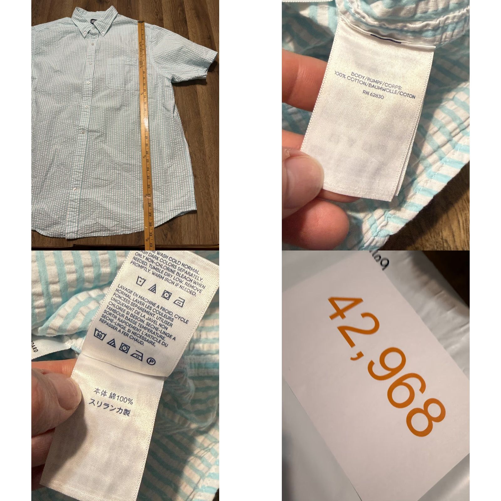 Lands' End Lands' End Shirts Men's 2XL White Blue Short Sleeve Button-Up Casual Pocket Shirt Size US XXL / EU 58 / 5 - 8 Thumbnail