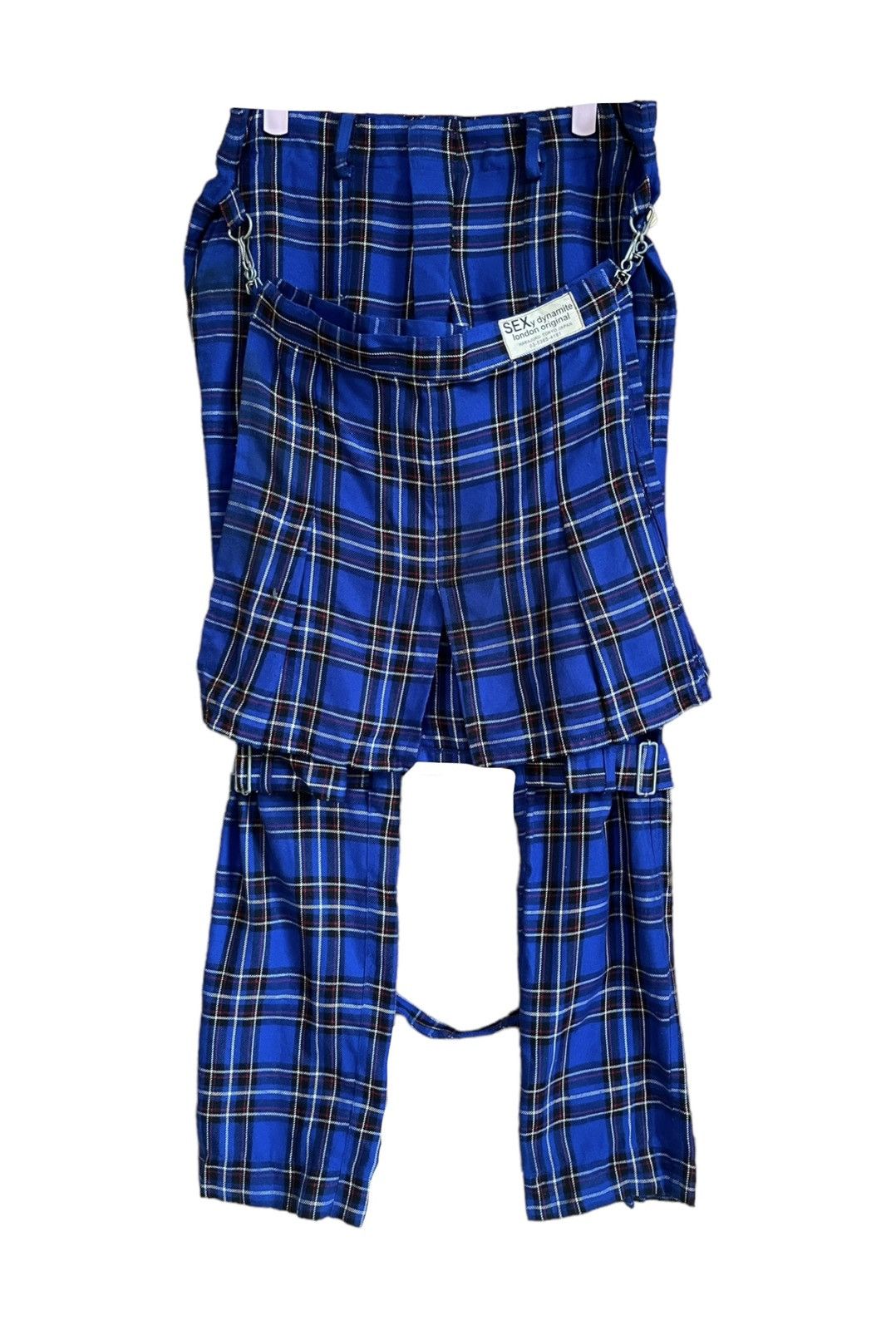 CLASSIC SLIM LEG BONDAGE PANT BLUE PLAID – trashandvaudeville