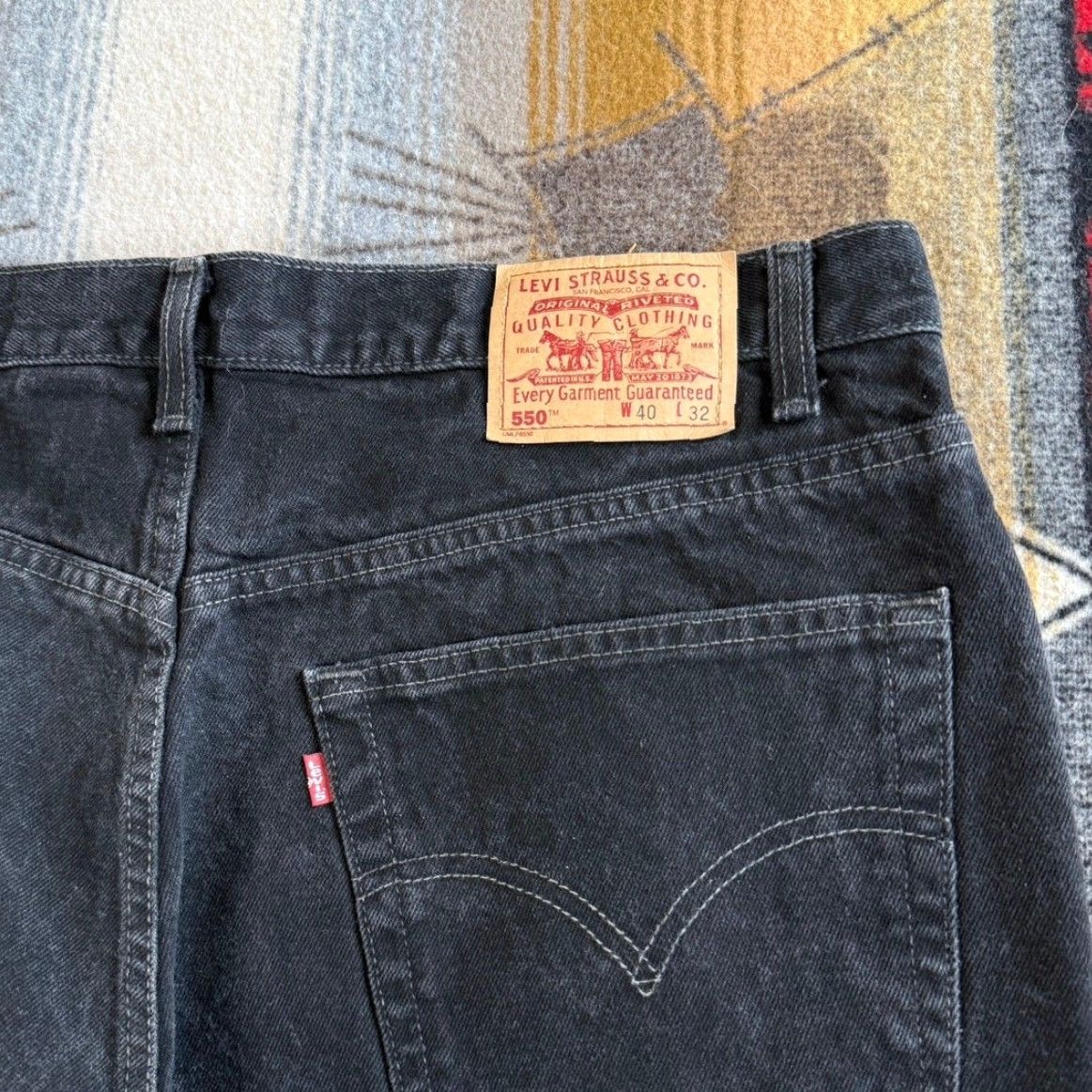 Levi's VINTAGE Levi’s 550 Black Denim Jeans 40x29 Men Regular Straight Zip Button Canada 90s Size US 40 / EU 56 - 4 Thumbnail