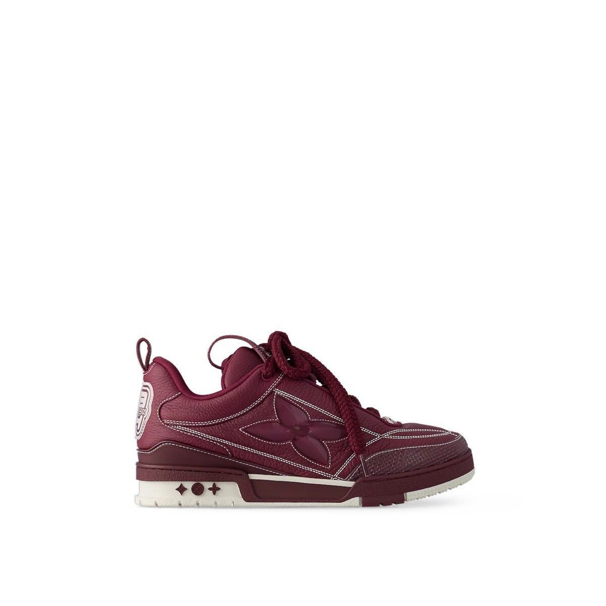image of Louis Vuitton Lv Skate Sneakers Leather Monogram Logo In Bordeaux, Men's (Size 6)