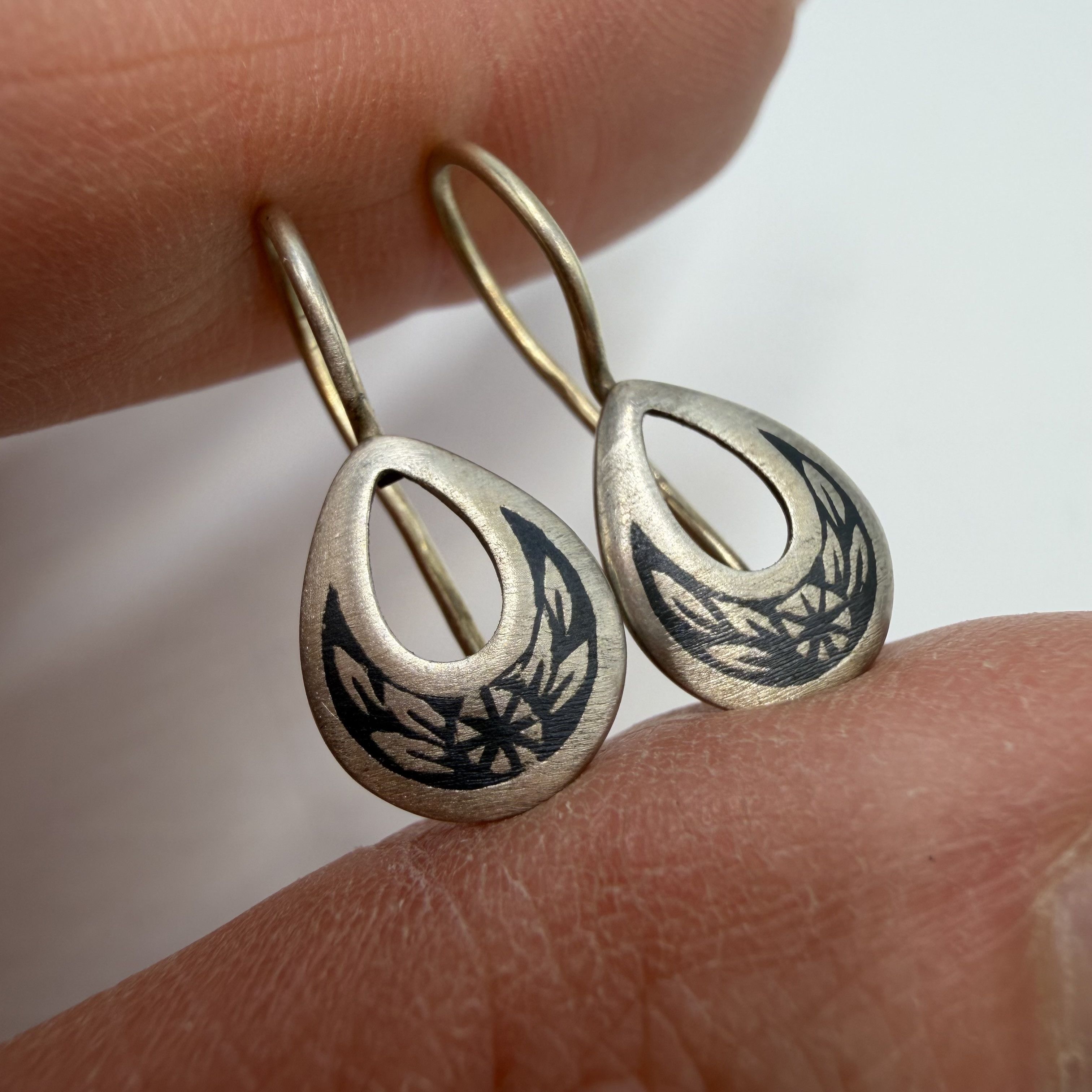 Vintage Vintage Soviet 875 Silver Niello Drop Earrings Size ONE SIZE - 2 Thumbnail