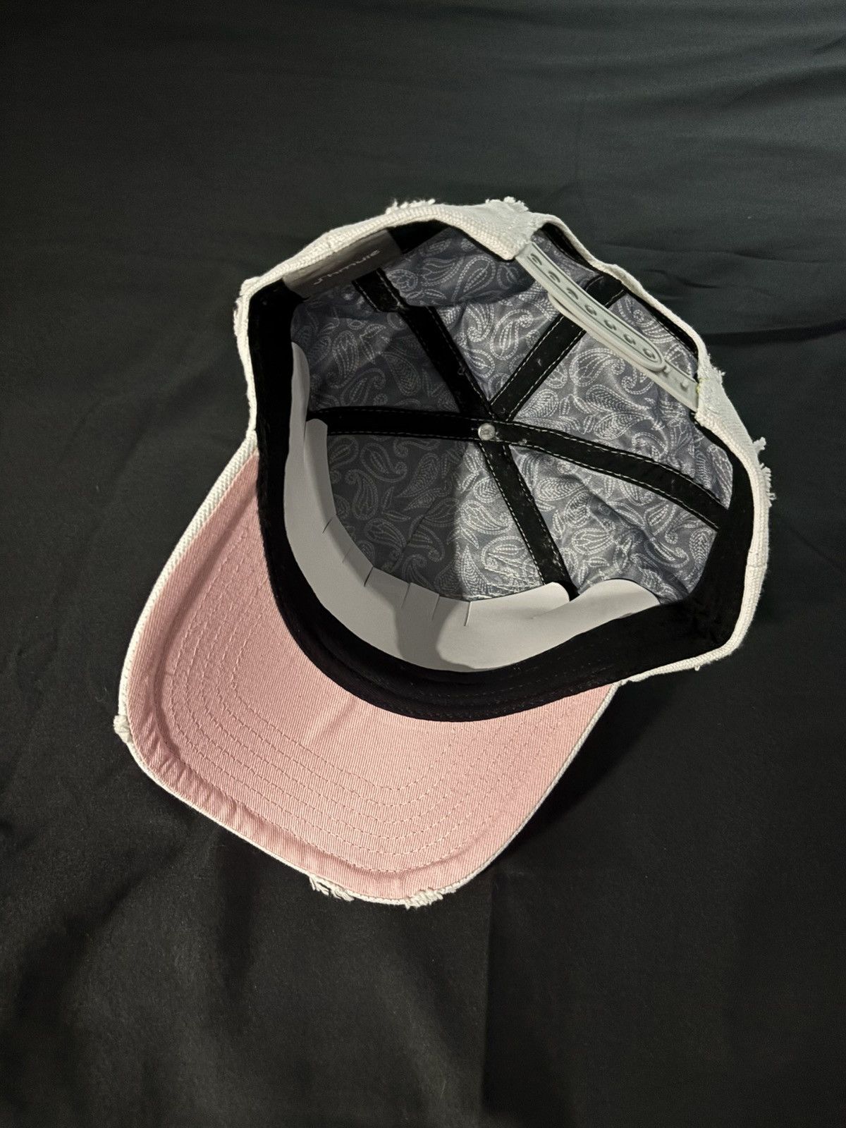Japanese Brand White Distressed Denim Trucker Hat LA Size ONE SIZE - 9 Thumbnail