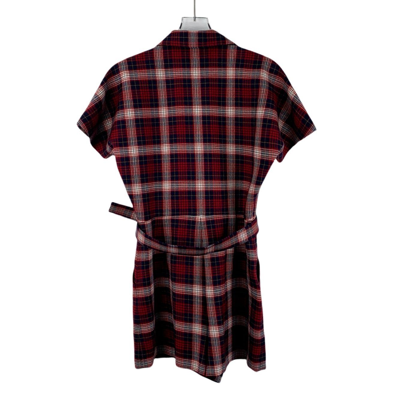 Dior Christian Dior Red Checkered Wool Short-Sleeve Jumpsuit W/ B Size XS / US 0-2 / IT 36-38 - 7 Thumbnail