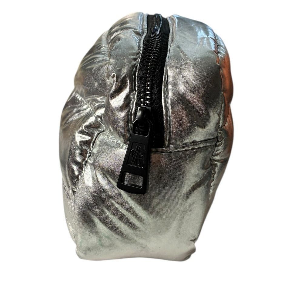Moncler Moncler Quilted Metallic Silver Pouch Cosmetic Travel Case Size ONE SIZE - 7 Thumbnail