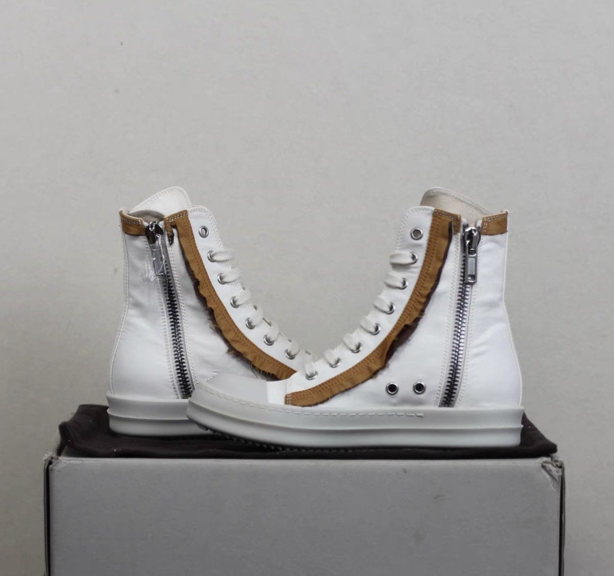 Rick Owens Rick Owens DRKSHDW High-Top Nylon & Silk Panel Sneakers Size US 5 / IT 35 - 5 Thumbnail