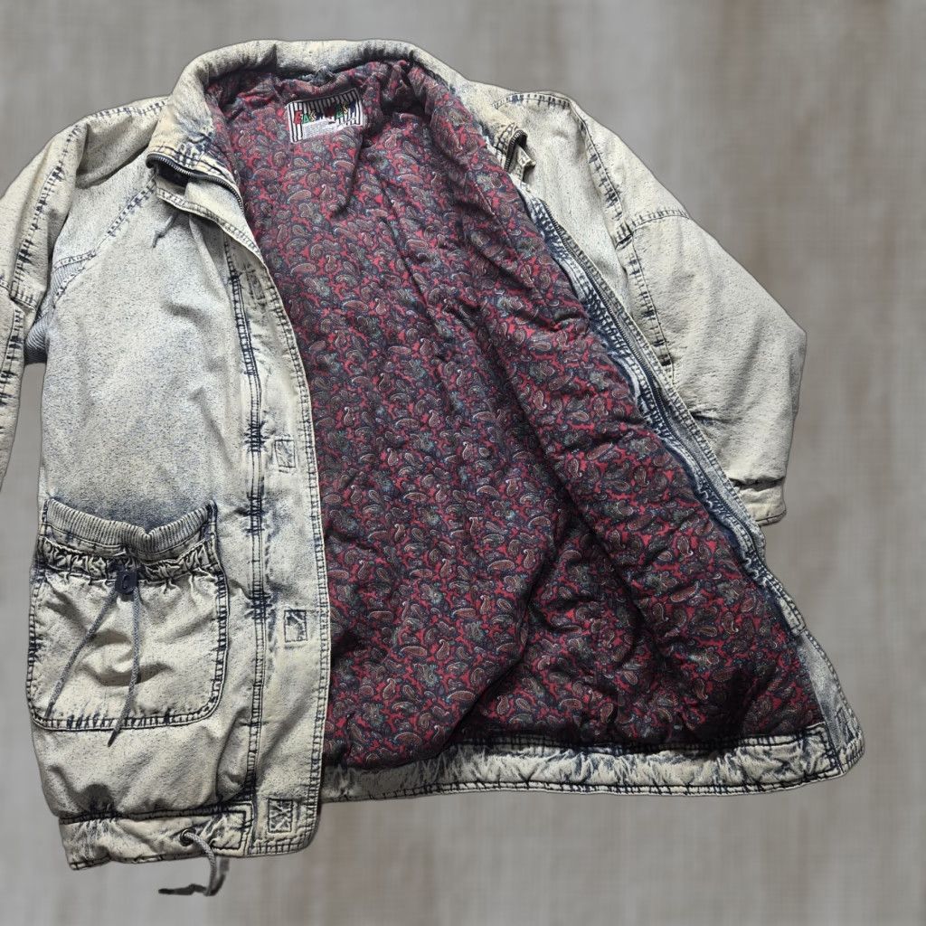 Vintage VINTAGE East West Acid Stone Wash Denim Coat Blue Jean Jacket Women's Med 80’s Size 32" / US 10 / IT 46 - 1 Thumbnail