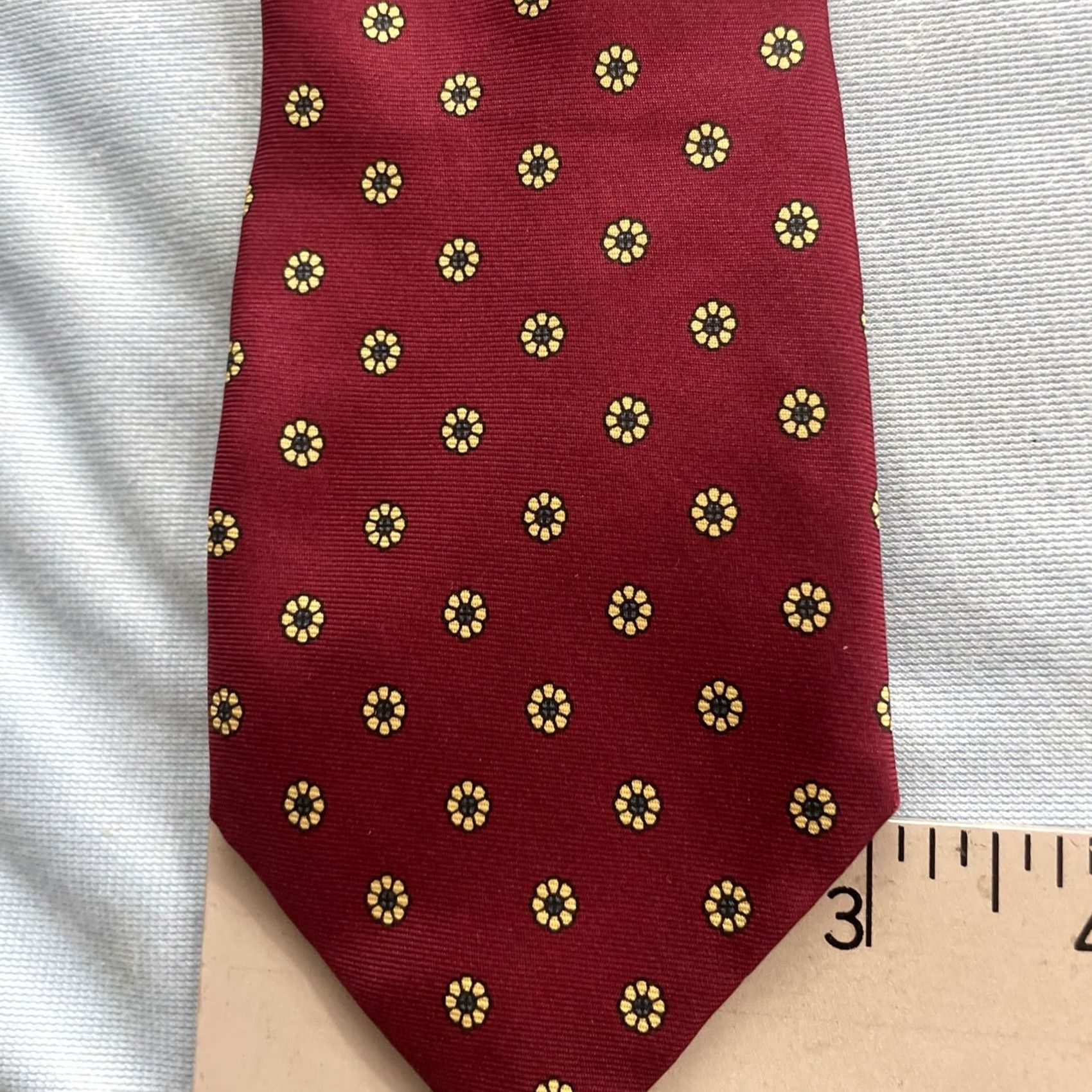Vintage VINTAGE Clipper Craft Tie Macclesfield Neat Geometric Floral Burst Red Yellow vtg 3x59 Capsule Necktie Size ONE SIZE - 7 Thumbnail
