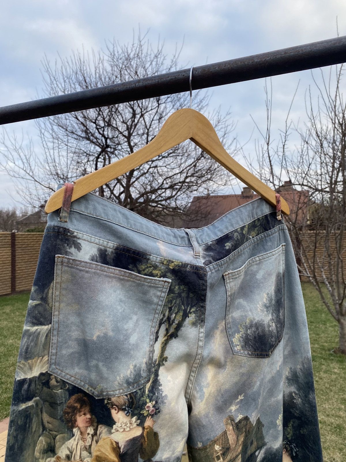 Vintage Baroque Painting Art Jeans Full Graphic Vintage-Style Denim Size US 36 / EU 52 - 10 Thumbnail
