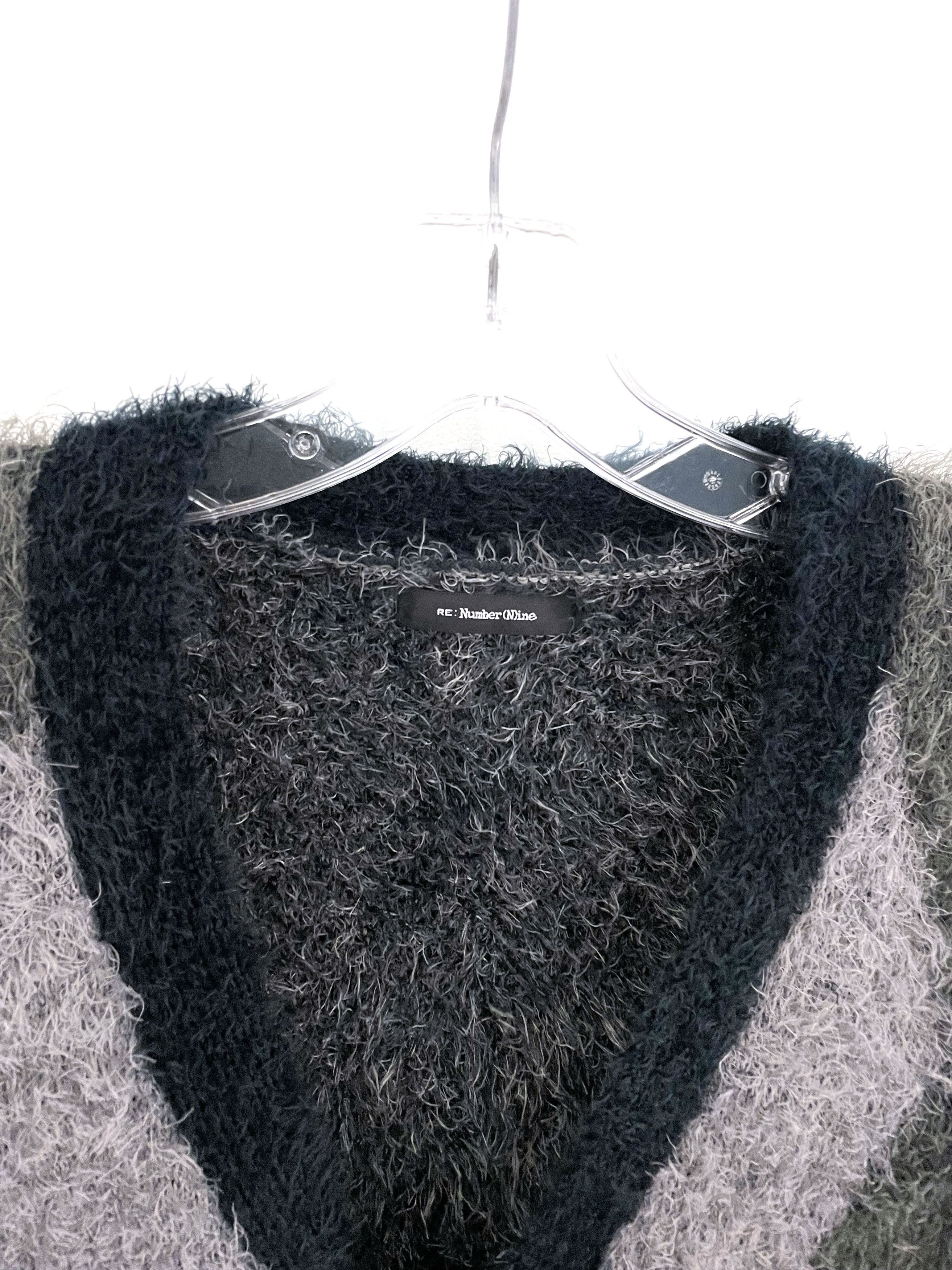 Number (N)ine Fuzzy Argyle Cardigan Size US XL / EU 56 / 4 - 3 Thumbnail