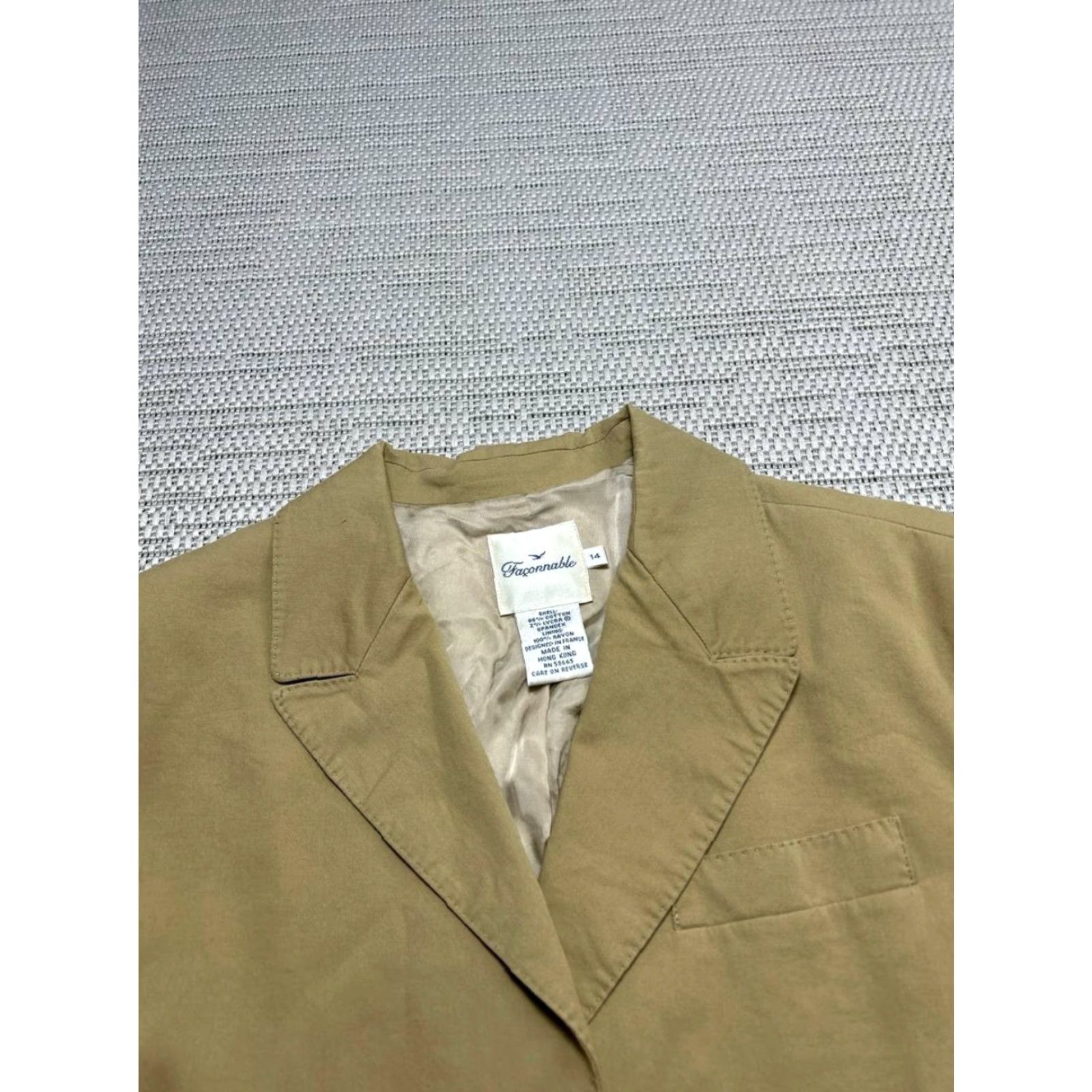 Faconnable Facconable Blazer Womens 14 Brown Cotton Sports Coat Size XL / US 12-14 / IT 48-50 - 2 Thumbnail