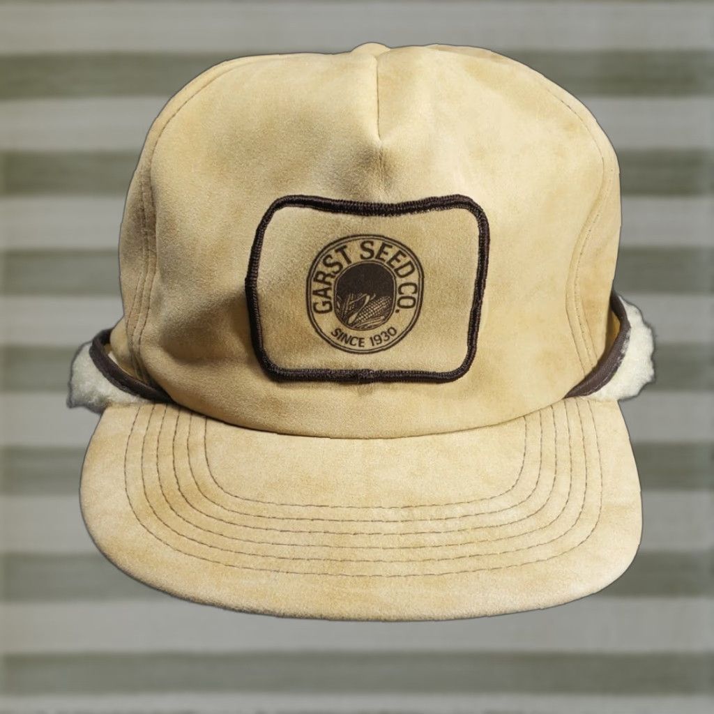 Vintage VINTAGE Garst Seed Corn Faux Suede Farmer Hat Cap Tan Beige Sz Med Fleece Patch Mens Trapper Hat Beige Wool/ fleece? Size US M / EU 48-50 / 2 - 1 Thumbnail