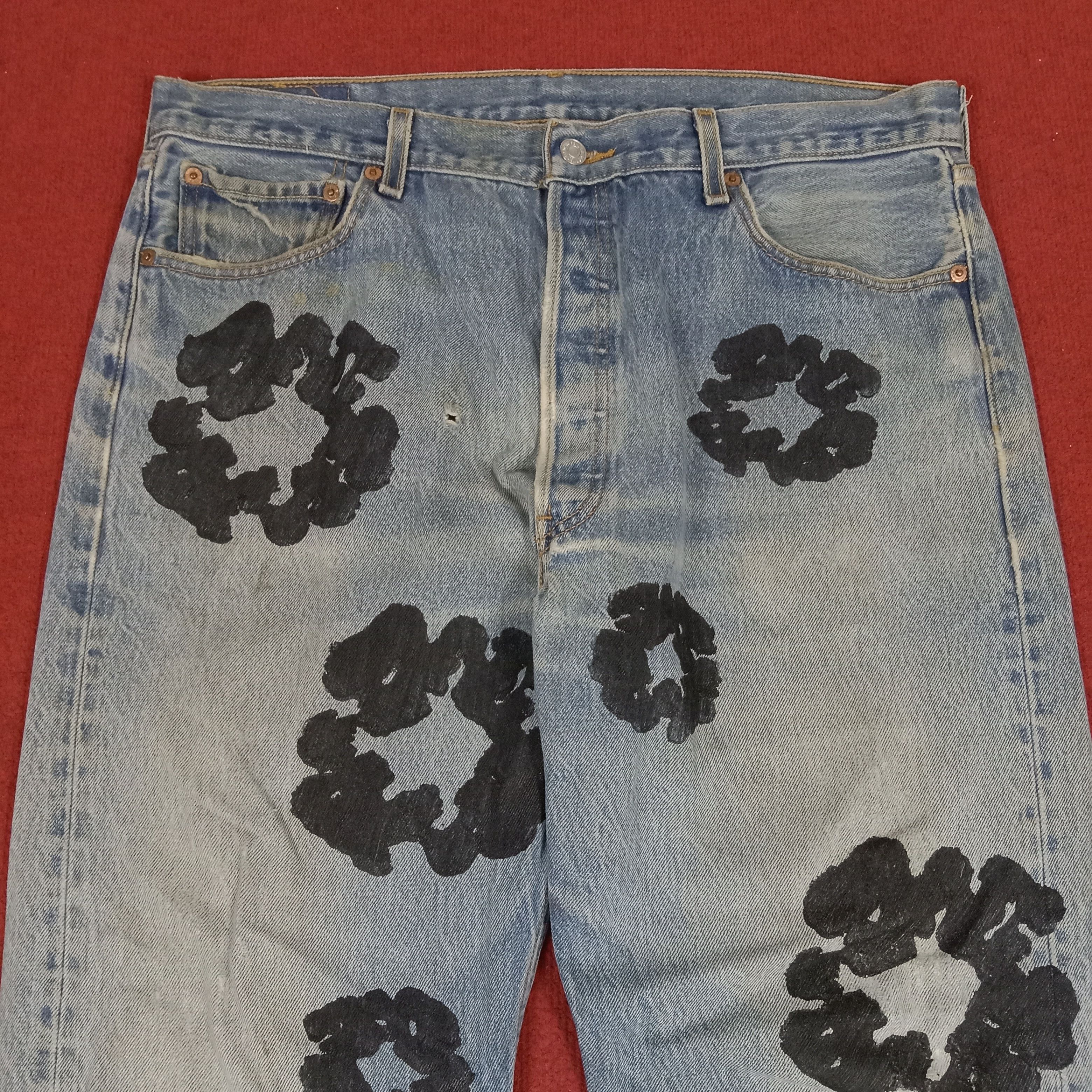 Levi's Levis Streetwear Style Custom Flowers Design Jeans Size US 37 - 2 Thumbnail