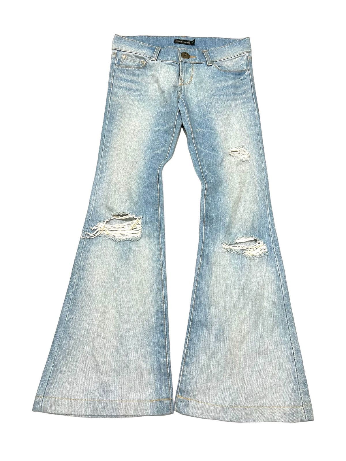 image of If Six Was Nine x Le Grande Bleu L G B Egoist Distressed Super Flared Blue Washed Denim Pants in Wa