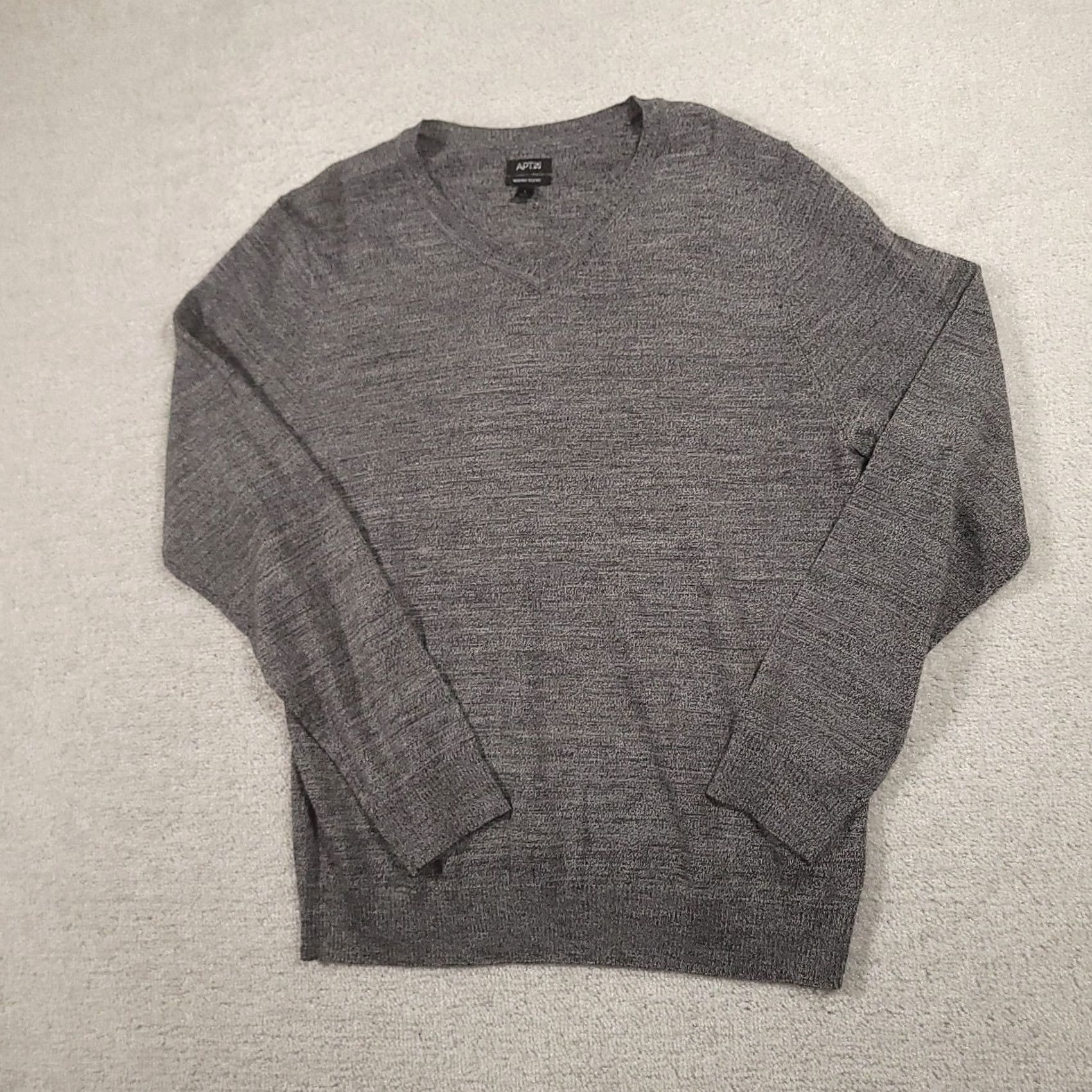 Apt. 9 APT 9 Gray Merino Wool Blend Lightweight V Neck Sweater Large Mens Pullover Knit Shirt Size US L / EU 52-54 / 3 - 2 Thumbnail