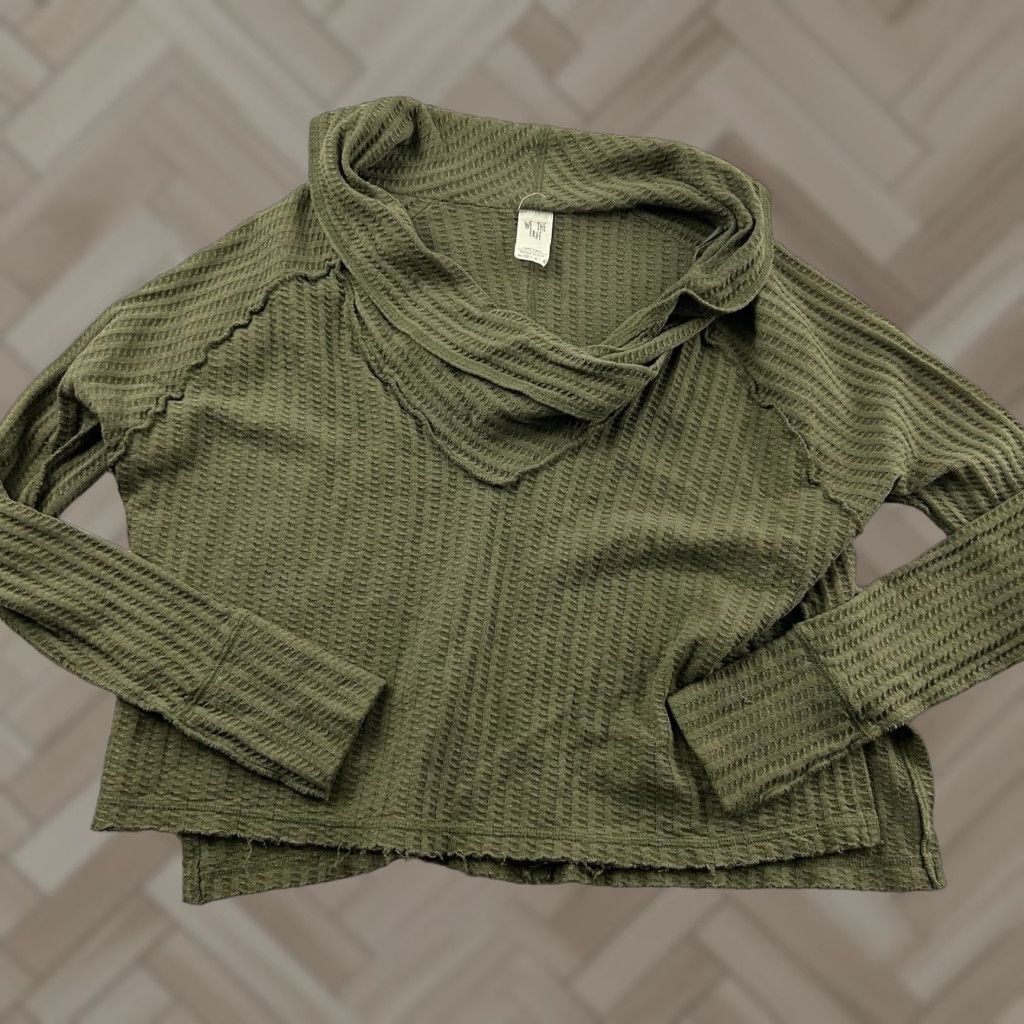 Vintage We The Free Cropped Shirt Women's XS Green Long Sleeve Blouse Size XS / US 0-2 / IT 36-38 - 1 Thumbnail