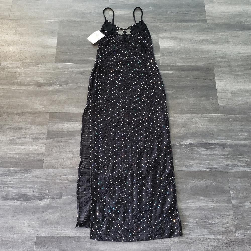 Designer Black Sequin Detailed Tu Shy Long Lingerie Nightie Size ONE SIZE - 3 Thumbnail