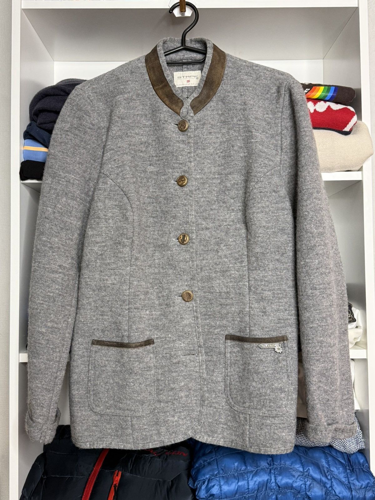 Other Stapf Worgl Tirol Austria Gray Knit Wool blazer size 42 Size S / US 4 / IT 40 - 2 Thumbnail