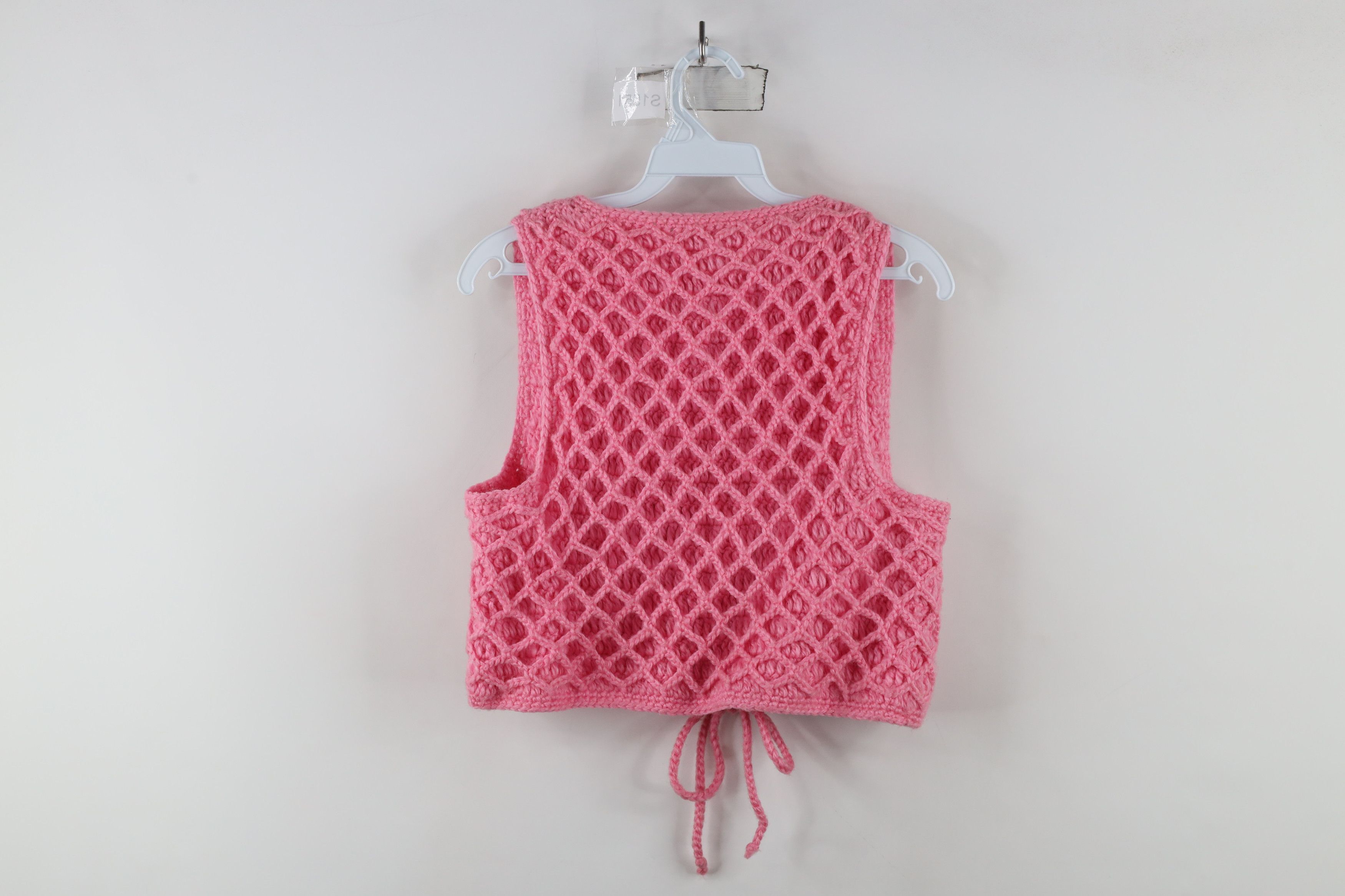 Vintage 60s Streetwear Cable Knit Tie Front Sweater Vest