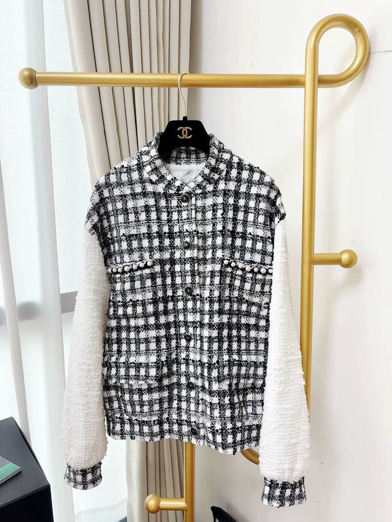 Chanel Chanel Black and White Checkered Color Block Long-sleeve Jacket - dmc Size US XL / EU 56 / 4 - 1 Thumbnail