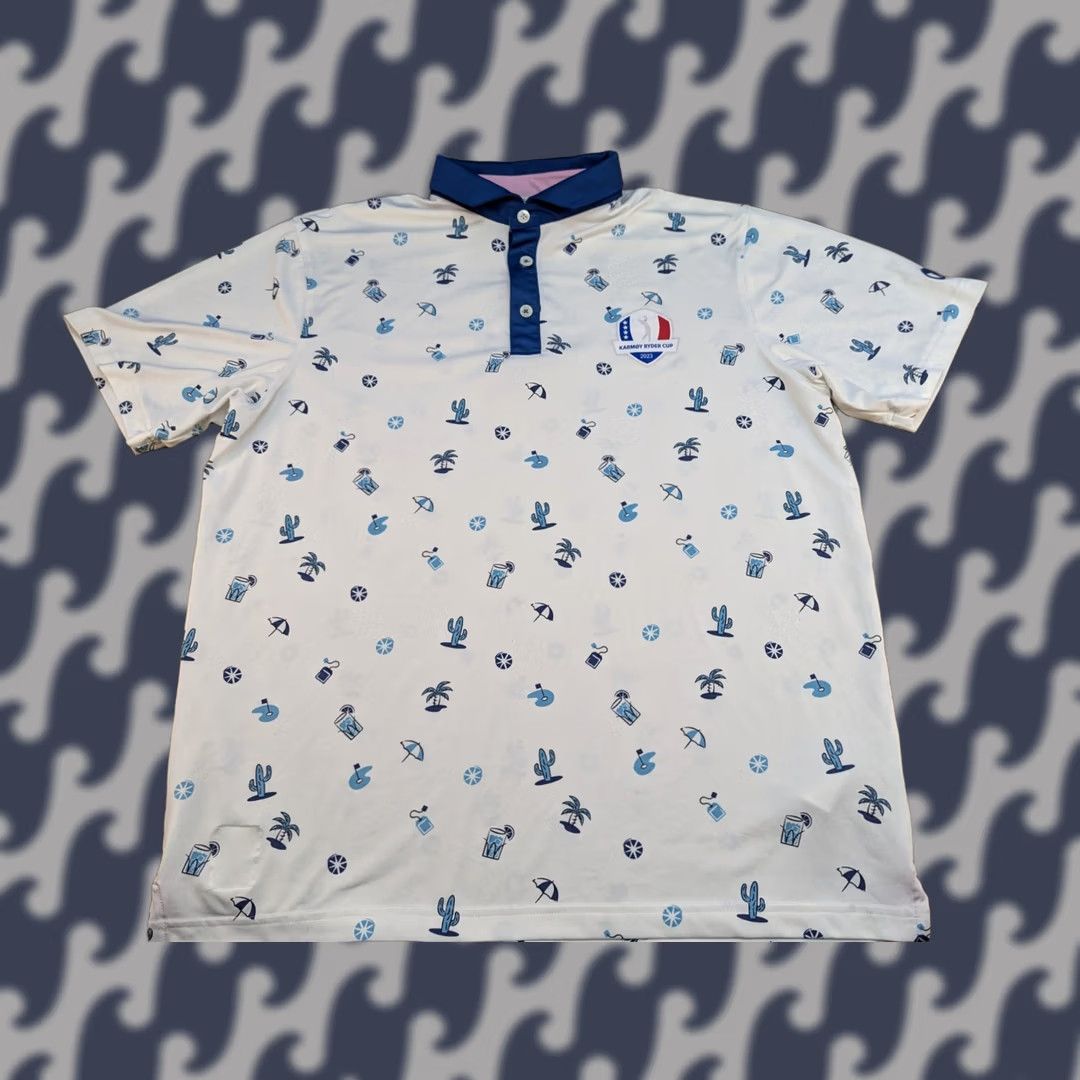 Puma PUMA Arnold Palmer AP Mattr Dunes Polo Mens Polo Shirt Size L White Polka Dot Pattern T-Shirt Regular Fit Golf Adult Mens Size US L / EU 52-54 / 3 - 1 Thumbnail