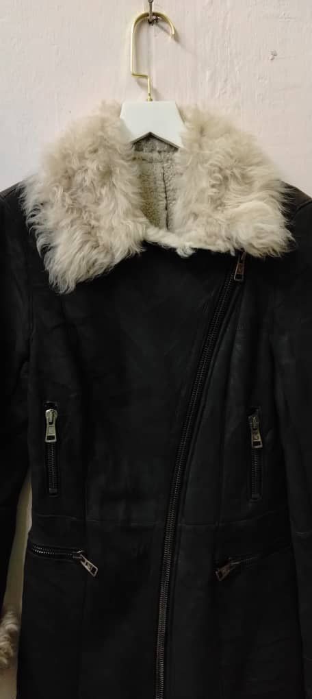 Vintage Ventcouvert black lambskin and Toscana shearling long coat. Size XS / US 0-2 / IT 36-38 - 2 Thumbnail
