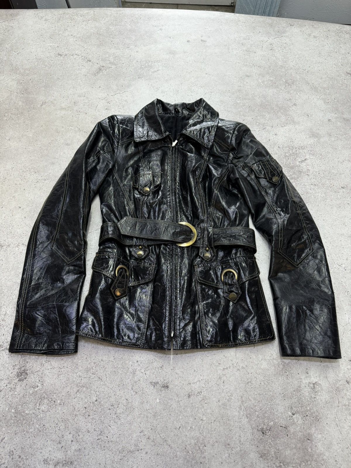 Yohji Yamamoto Vintage Patent Leather Fur Hood Jacket Size US S / EU 44-46 / 1 - 2 Thumbnail