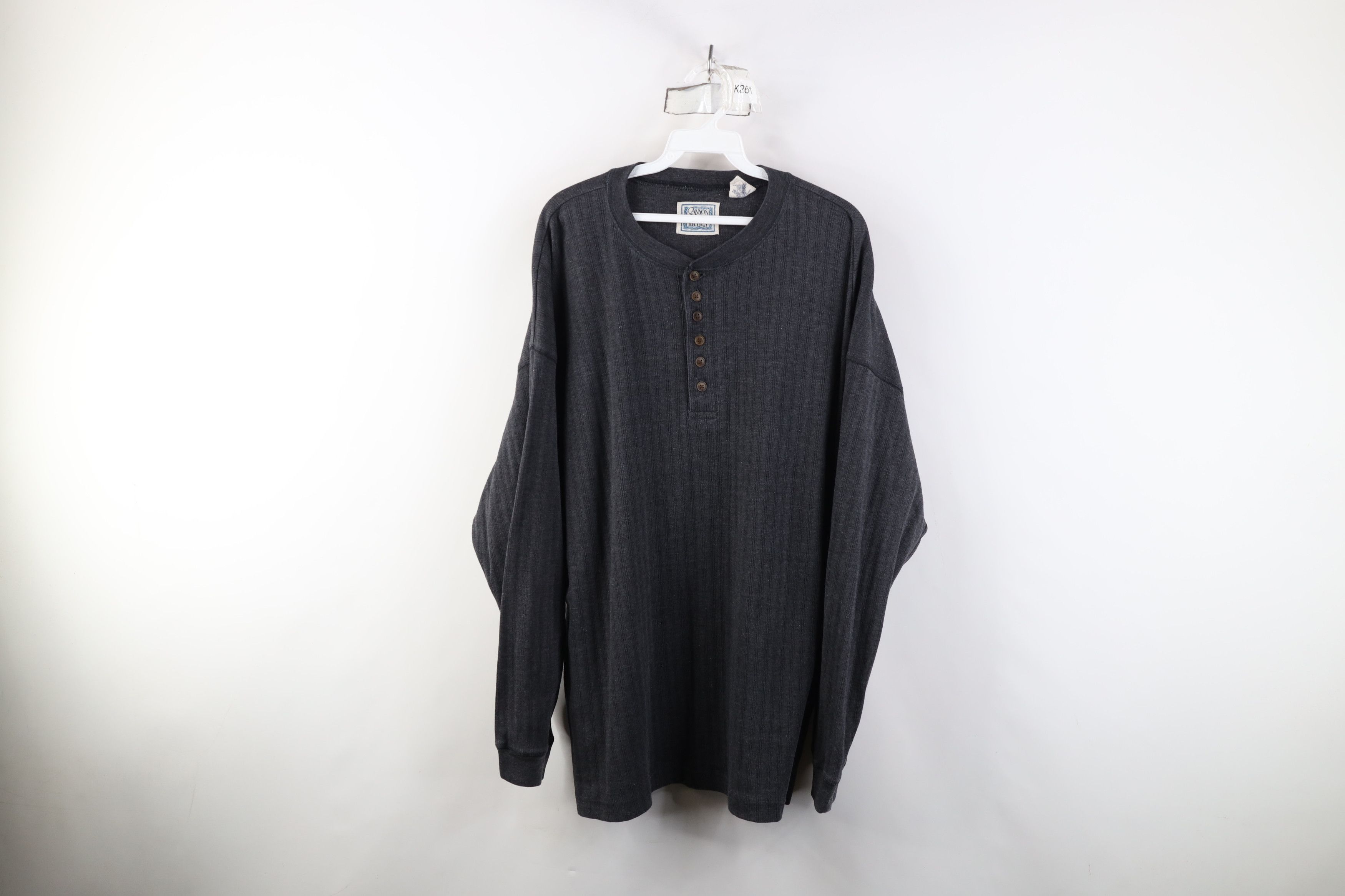 Vintage Vintage 90s Streetwear Knit Long Sleeve Henley T-Shirt Gray Size US XL / EU 56 / 4 - 1 Thumbnail