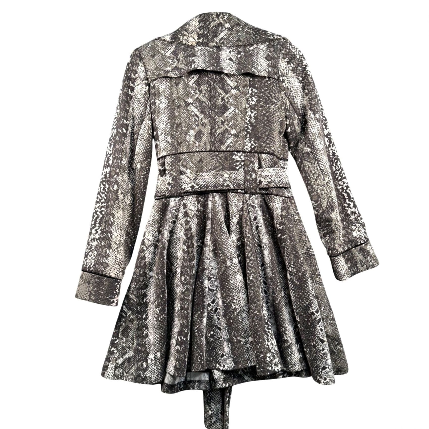 Vintage Candies Snakeskin Print Double Breasted Belted Trench Coat Grey Y2K Women S Coat Long Sleeve Mid-Length Vintage N/A Size S / US 4 / IT 40 - 4 Thumbnail
