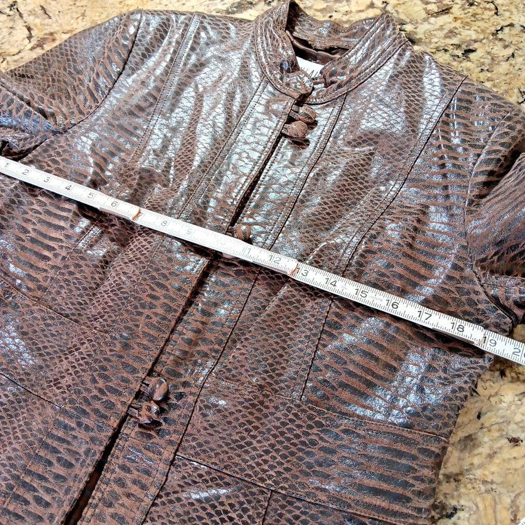 Other Guillaume Womens Leather Jacket In Rare Snake Print Design Size M / US 6-8 / IT 42-44 - 3 Thumbnail