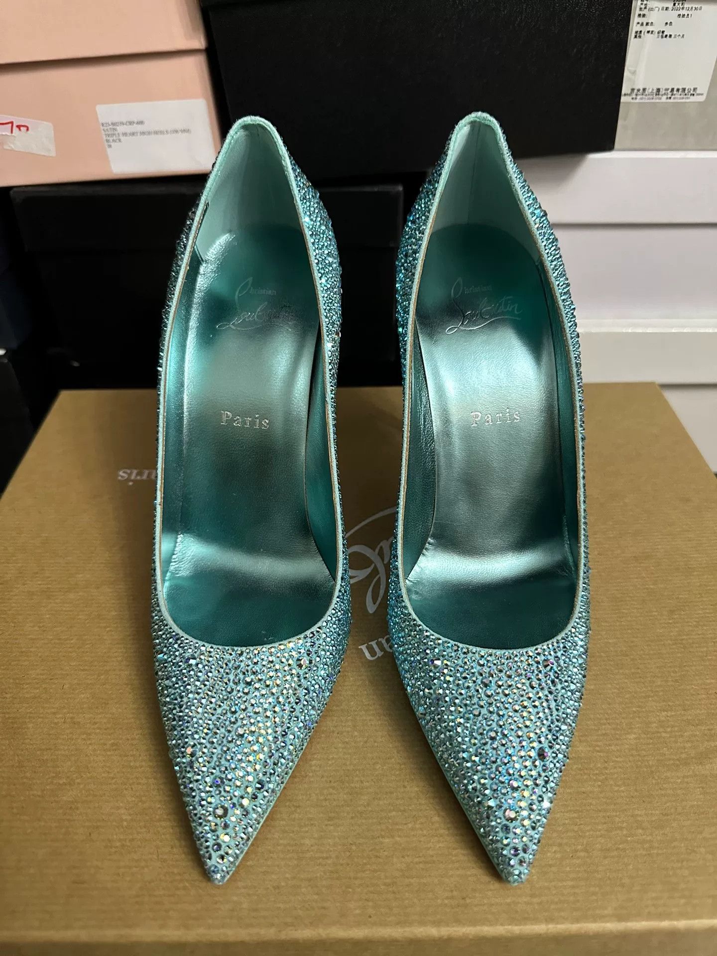 Christian Louboutin Christian Louboutin Blue Crystal Heels 39 Size US 8 / IT 38 - 1 Thumbnail