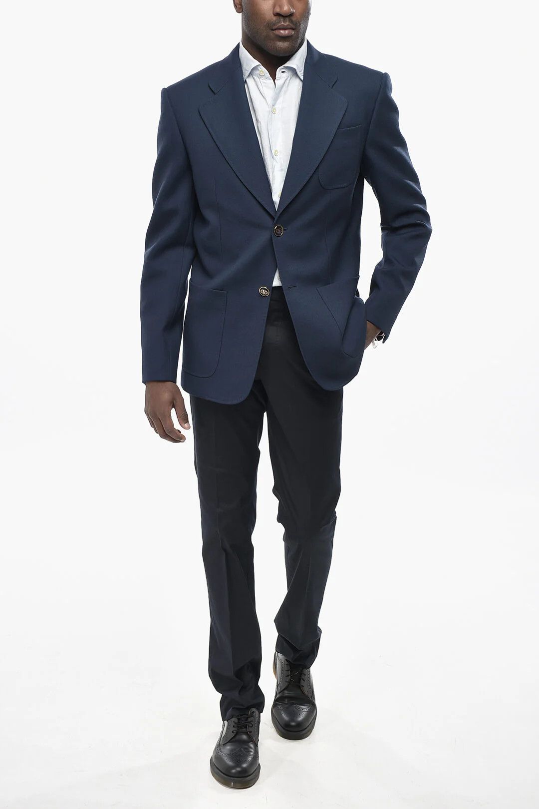 Valentino og1mm0426 Two-Button Virgin Wool Jacket in Blue Size US S / EU 44-46 / 1 - 4 Thumbnail