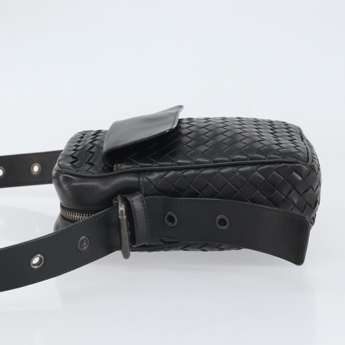 BOTTEG AVENETA INTRECCIATO Shoulder Bag Leather Black Silver