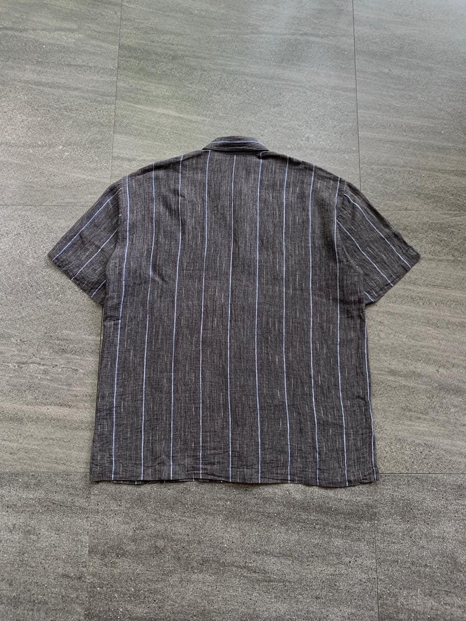 Issey Miyake FREE TAX! 90s Linen Relaxed Striped Shirt Size US L / EU 52-54 / 3 - 4 Thumbnail