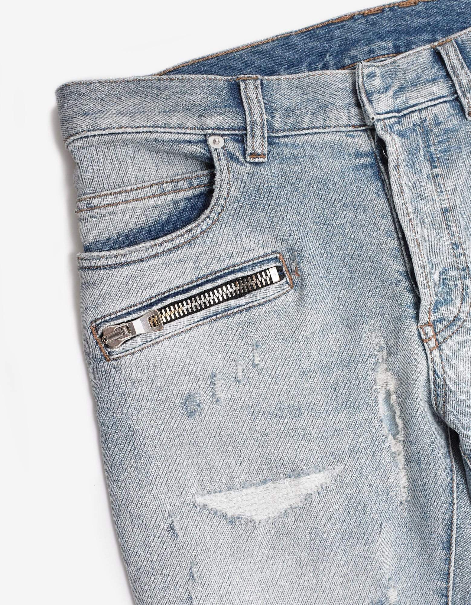 Balmain Balmain Light Blue Repaired Biker Jeans Size US 30 / EU 46 - 3 Thumbnail