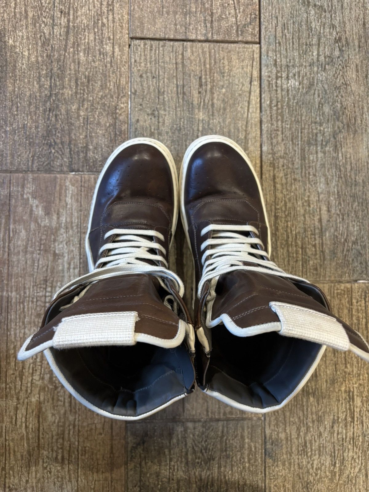 Rick Owens Brown and Milk Geobasket Sneakers Size US 9 / EU 42 - 4 Thumbnail