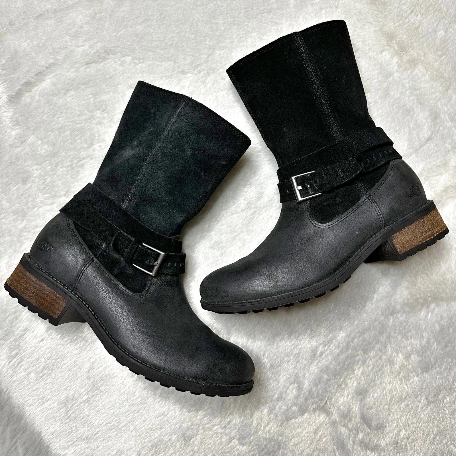 UGG Kiings Suede Water Resistant Moto Zip Boots Women's