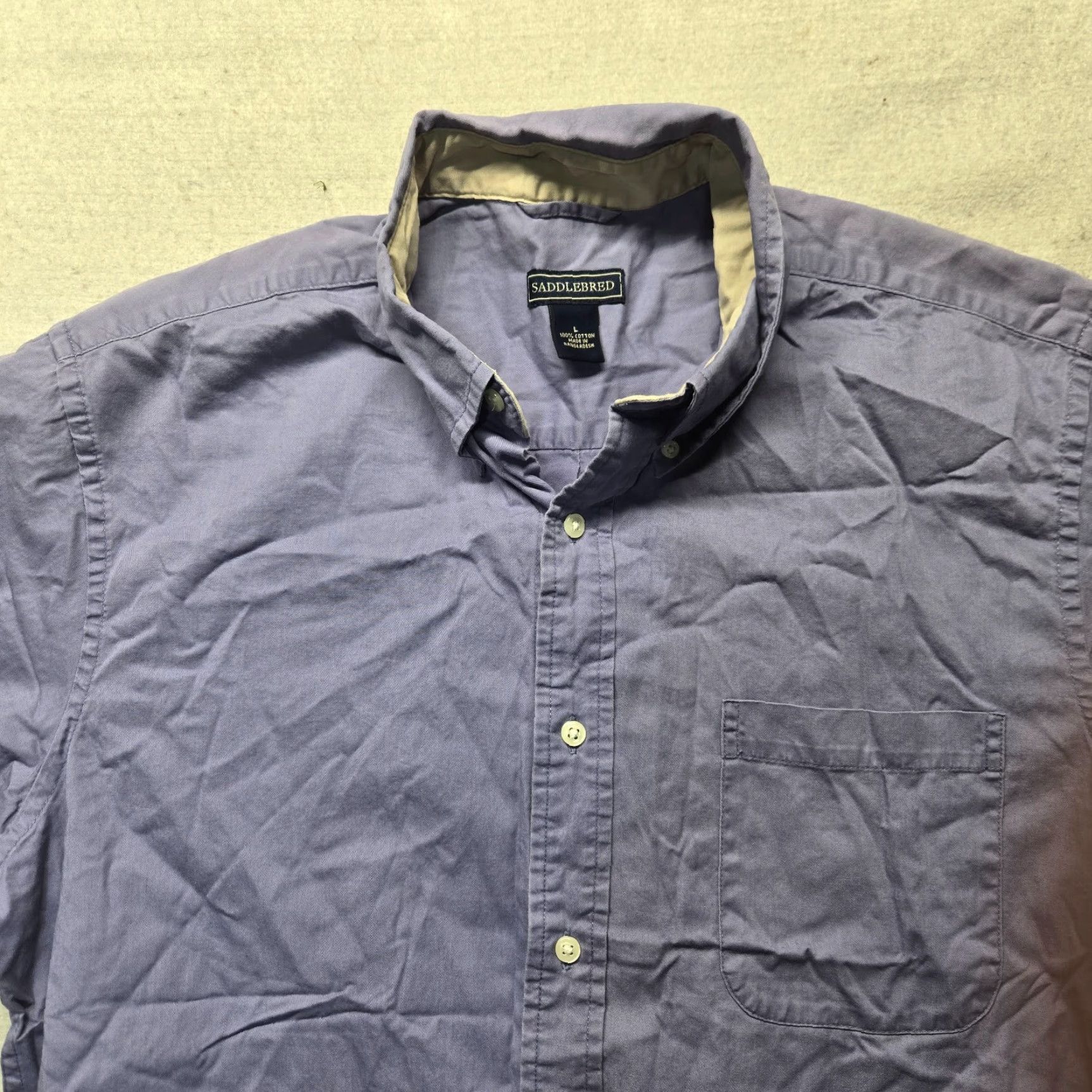 Vintage Saddlebred Shirt Button-Up Long Sleeve Adult Men Large Blue 100% Cotton Button-Down Classic All Seasons Mens Size US L / EU 52-54 / 3 - 2 Thumbnail