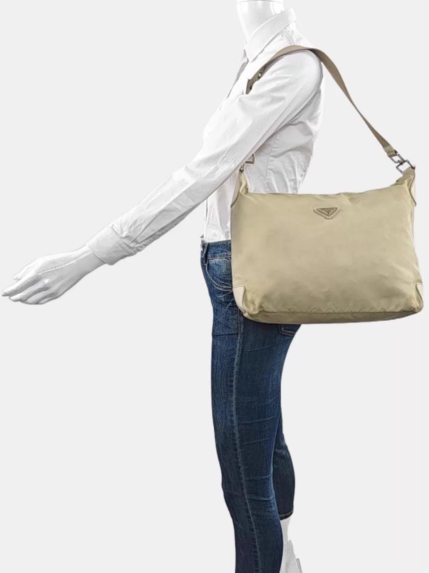 Prada Prada Tactical Nylon Beige Rivet Logo Shoulder Bag Unisex Size ONE SIZE - 8 Thumbnail