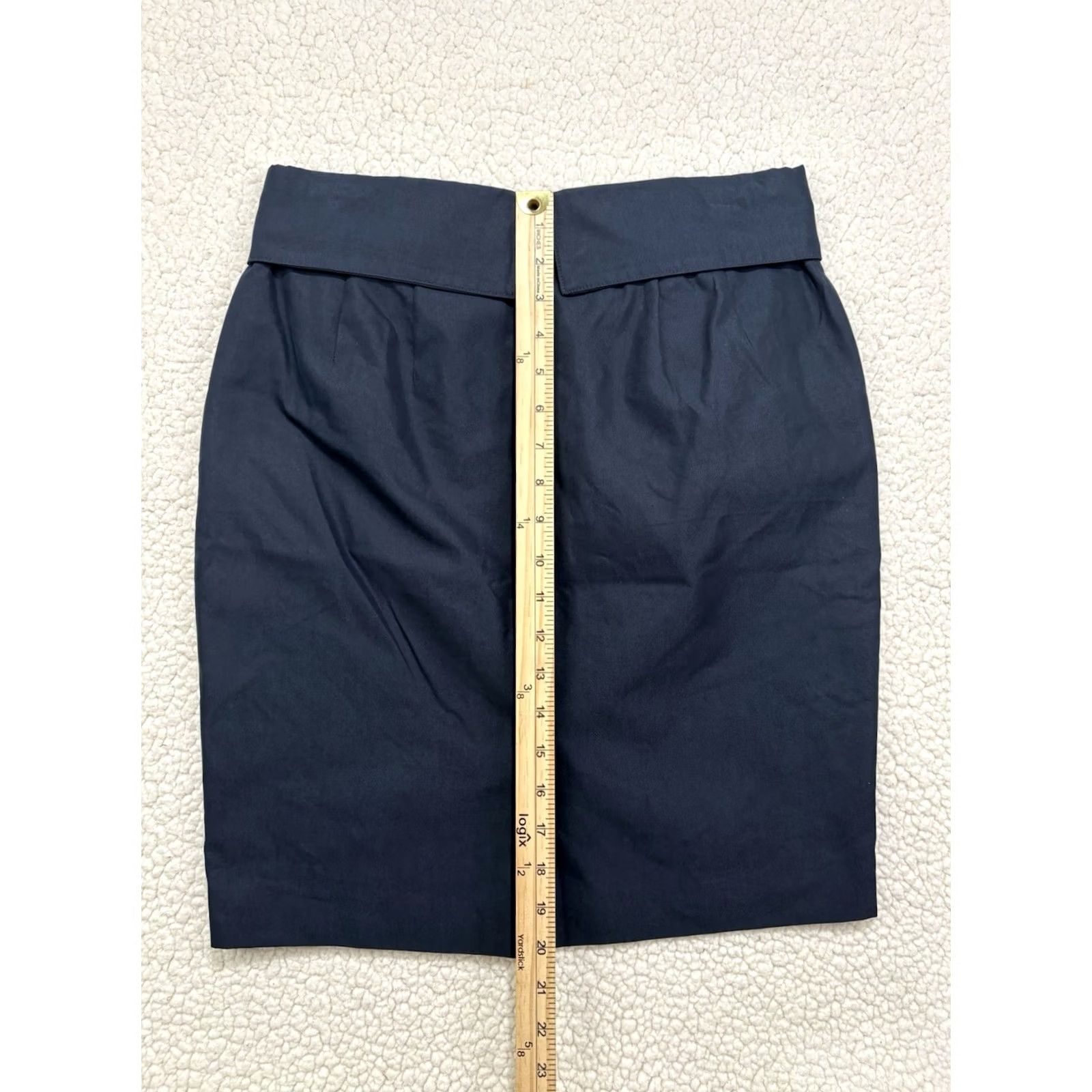DKNY DKNY Skirt Pencil Navy Blue Knee Length Zip Back Belt Solid Career Office Regular 6 Women Size 28" / US 6 / IT 42 - 7 Thumbnail