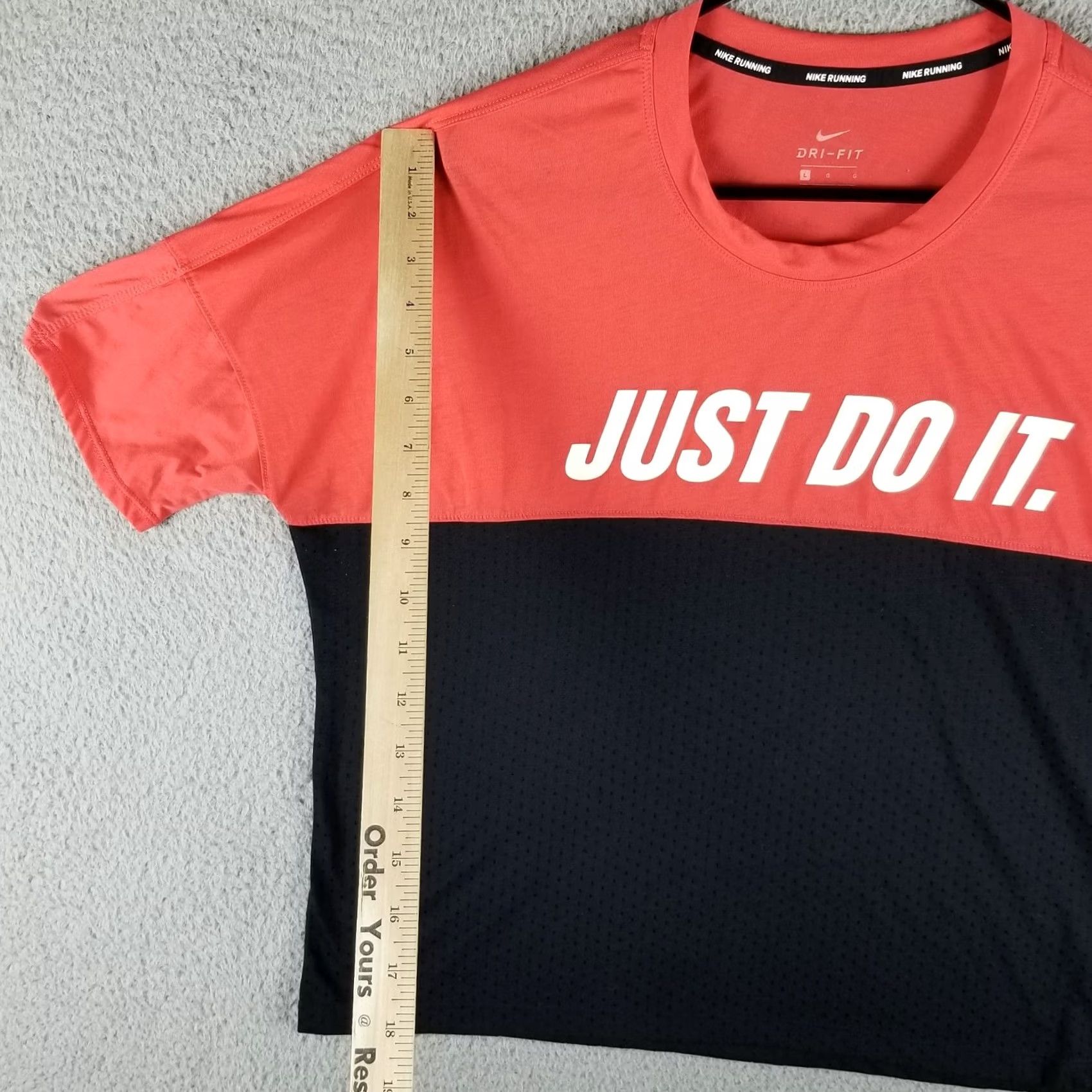 Nike Nike Womens Just Do It Dri-fit Colorblocked Running Top L Red Black AJ8662 Size L / US 10 / IT 46 - 4 Thumbnail