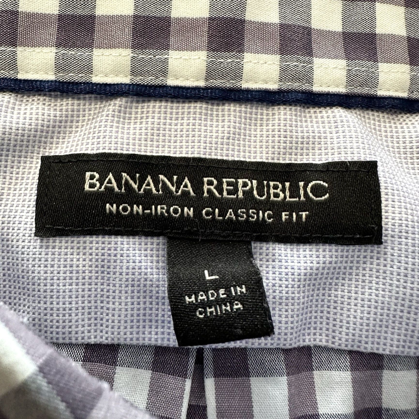 Banana Republic Banana Republic Button-Up Shirt Mens L Purple Classic Check Non-Iron Cotton Wide Collar Size US L / EU 52-54 / 3 - 3 Thumbnail