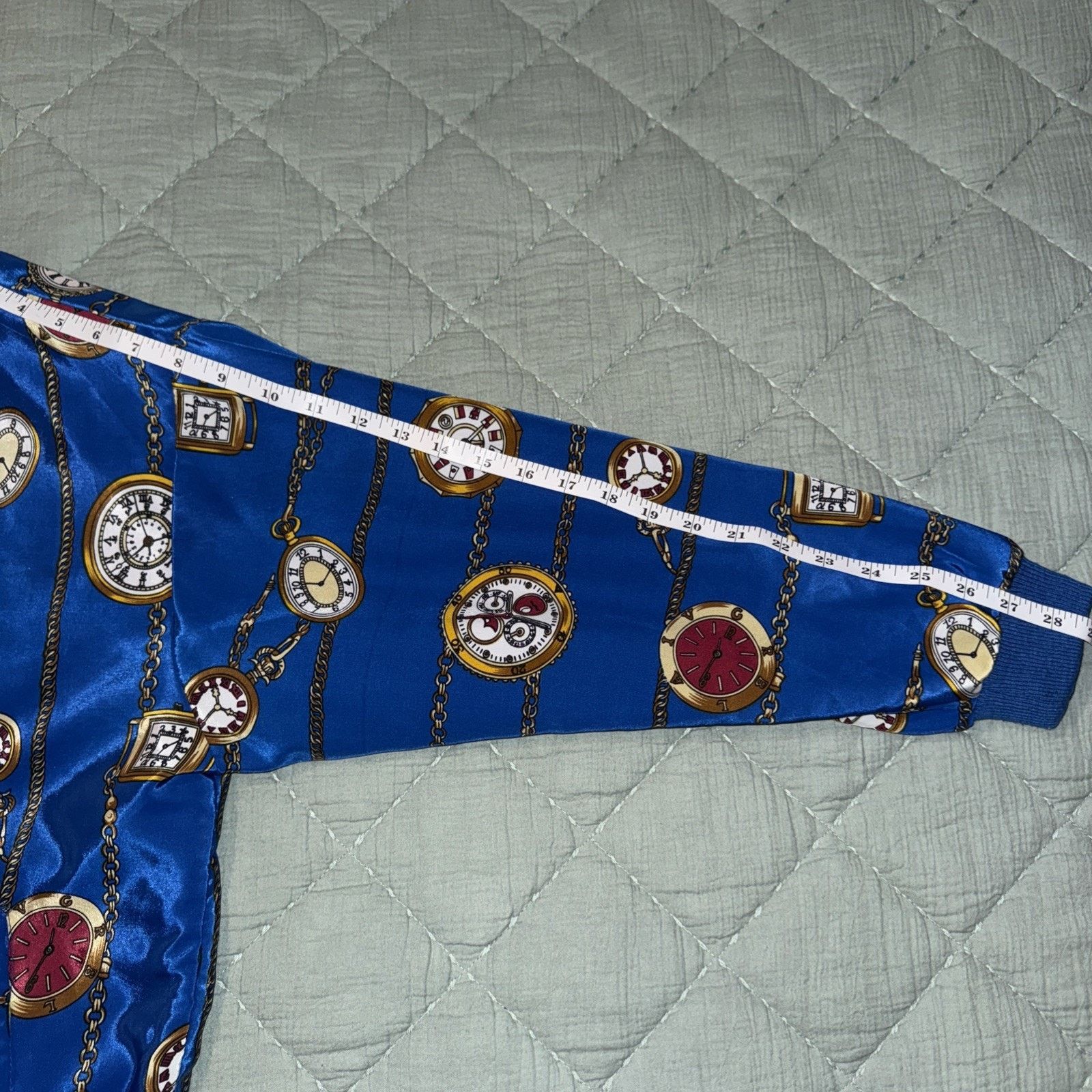 The Unbranded Brand Vintage Y2K Bomber Blue Watch Chain Design Sz L Satin Retro Size L / US 10 / IT 46 - 6 Thumbnail