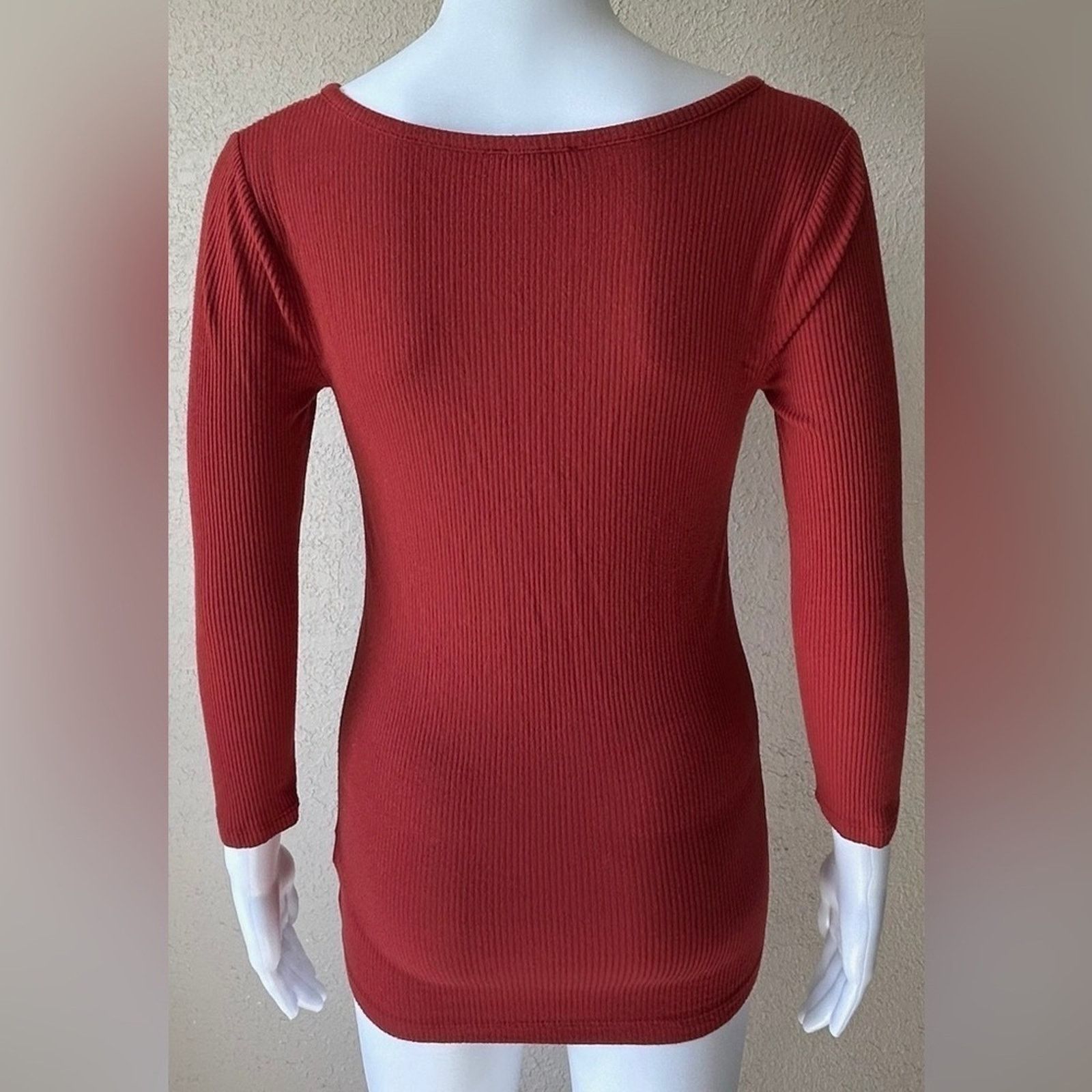 Express Express | Red Orange Long Sleeve Shirt Zipper Front | Small Size S / US 4 / IT 40 - 2 Thumbnail