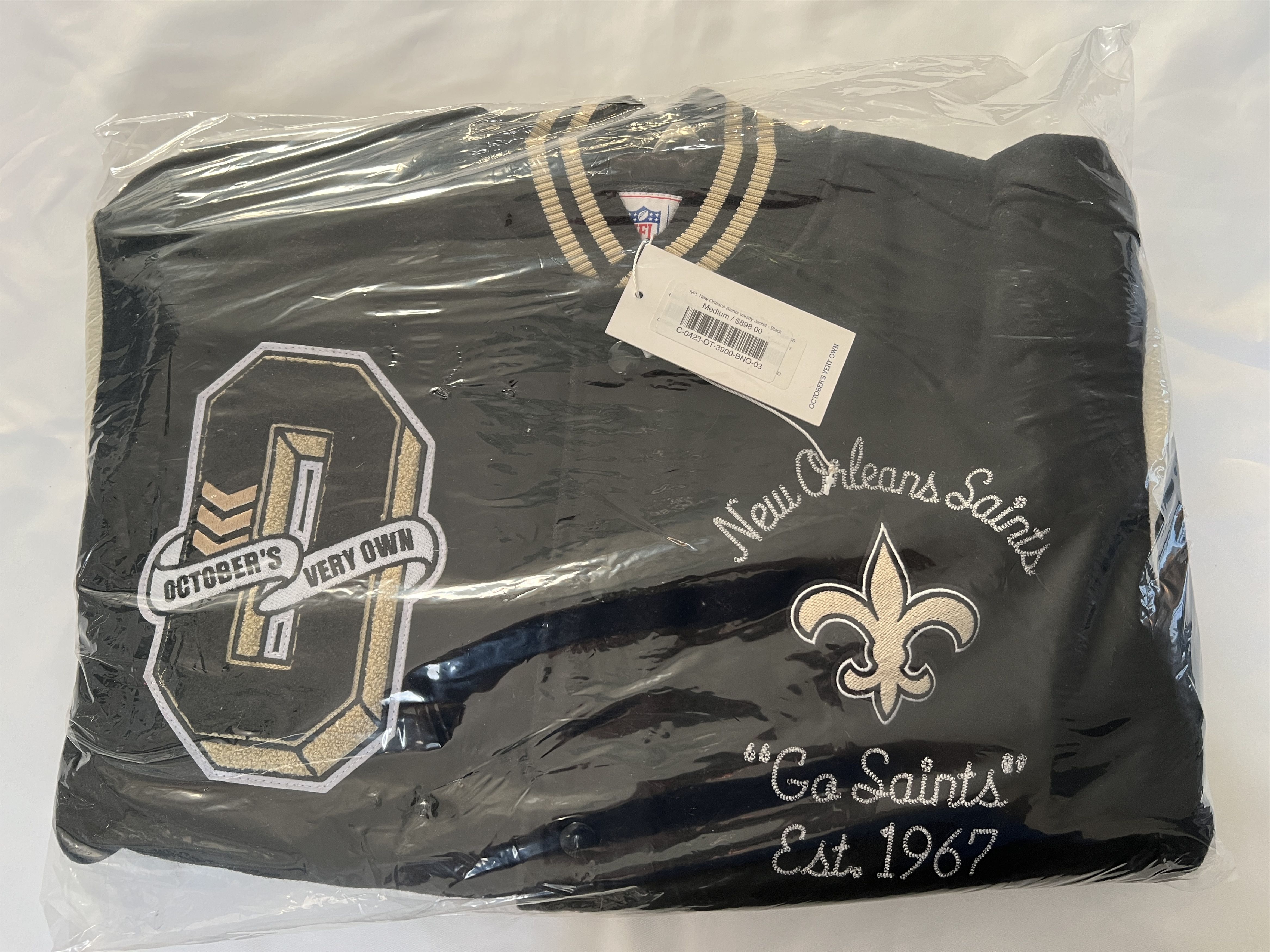 Drake OVO x NFL NEW ORLEANS SAINTS VARSITY JACKET Size US M / EU 48-50 / 2 - 4 Thumbnail