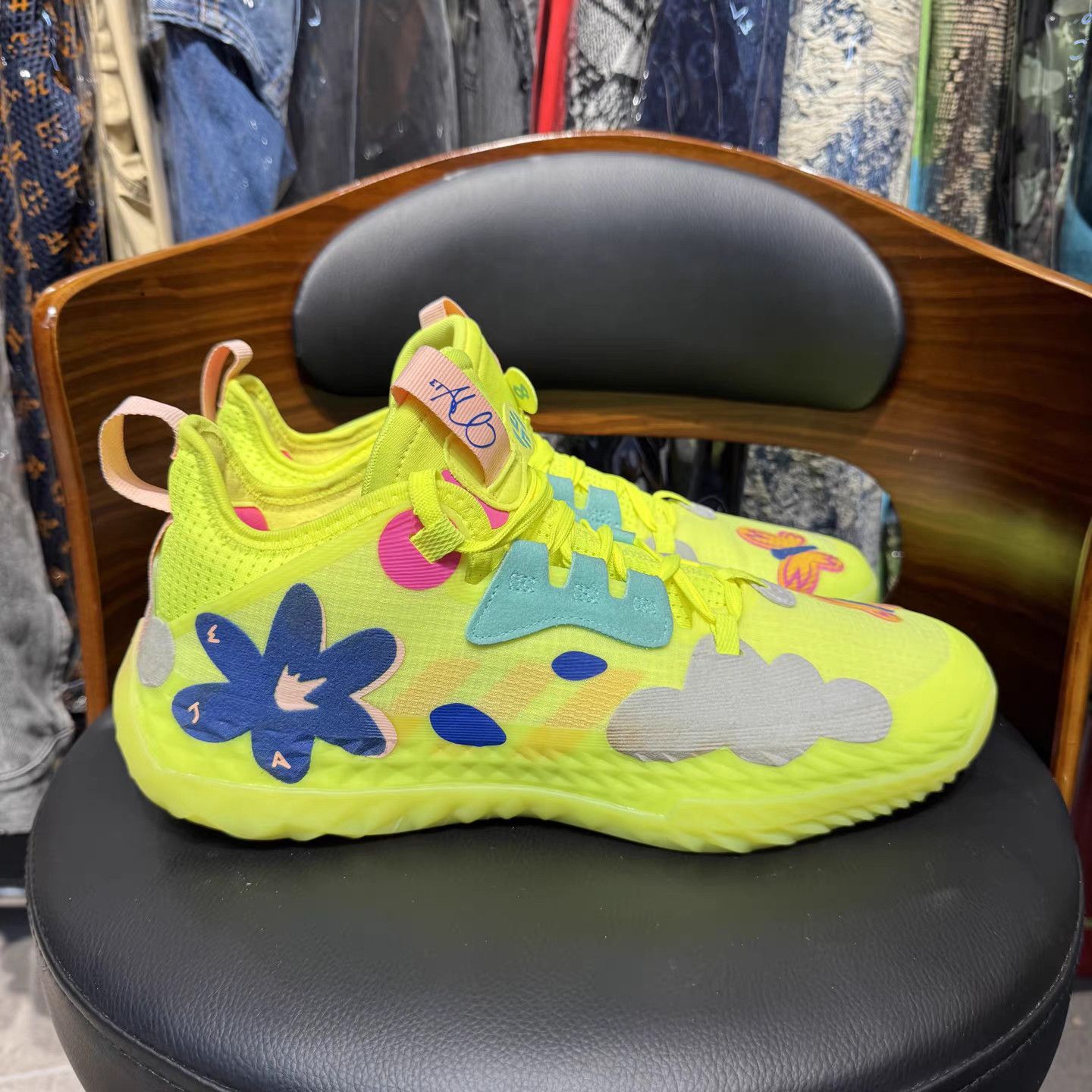 Adidas Harden Vol.5 Graffiti Fluorescent Basketball Shoes K15 Size US 11.5 / EU 44-45 - 4 Thumbnail