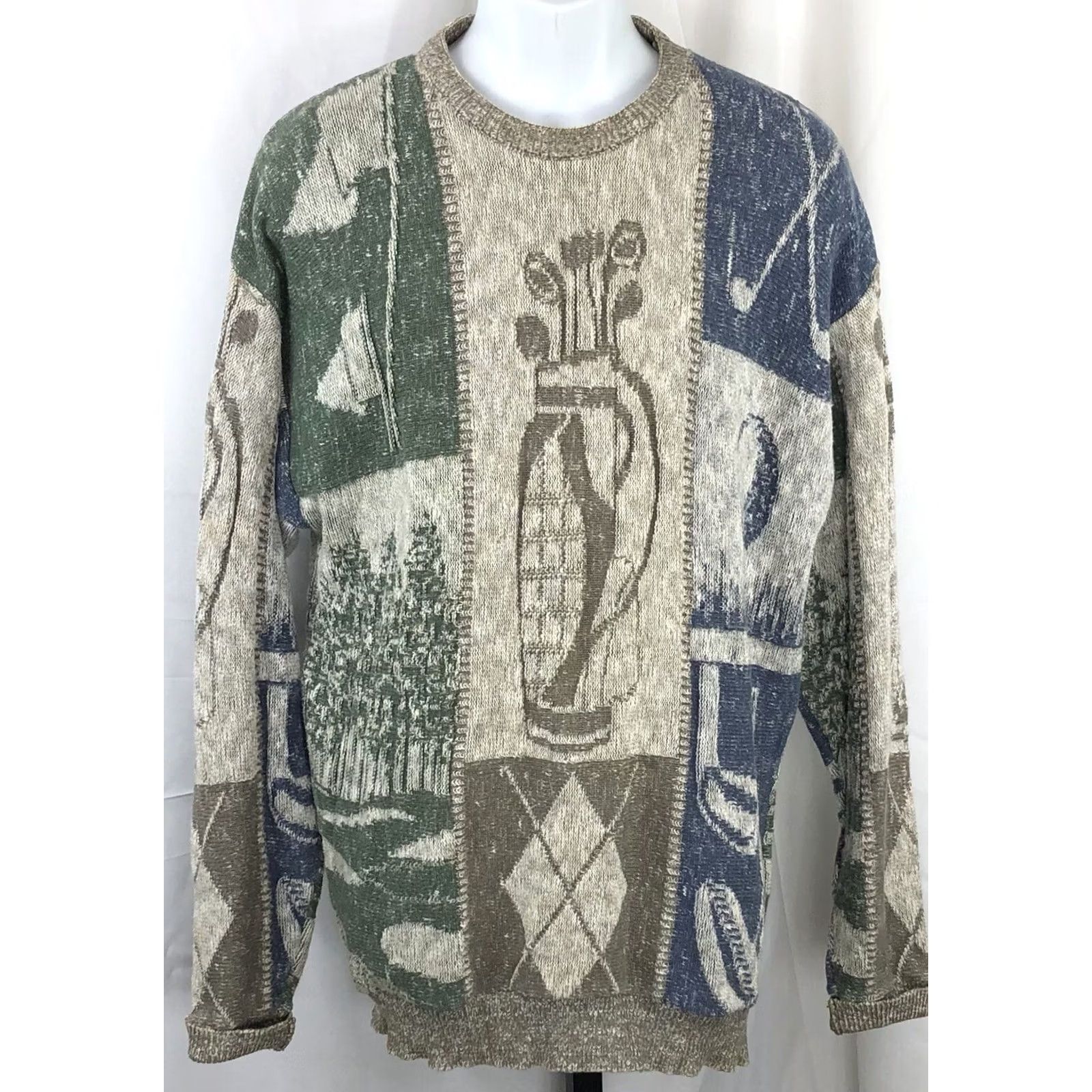 Vintage Vintage Carmel Golf Crewneck Sweater L Gray Blue Long Sleeve Preppy country Club Size US L / EU 52-54 / 3 - 5 Thumbnail