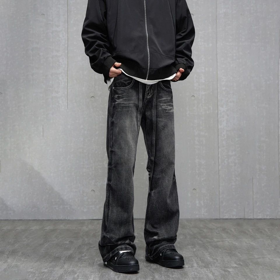image of Distressed Denim Y2K Faded Black Jeans, Men's (Size 34)